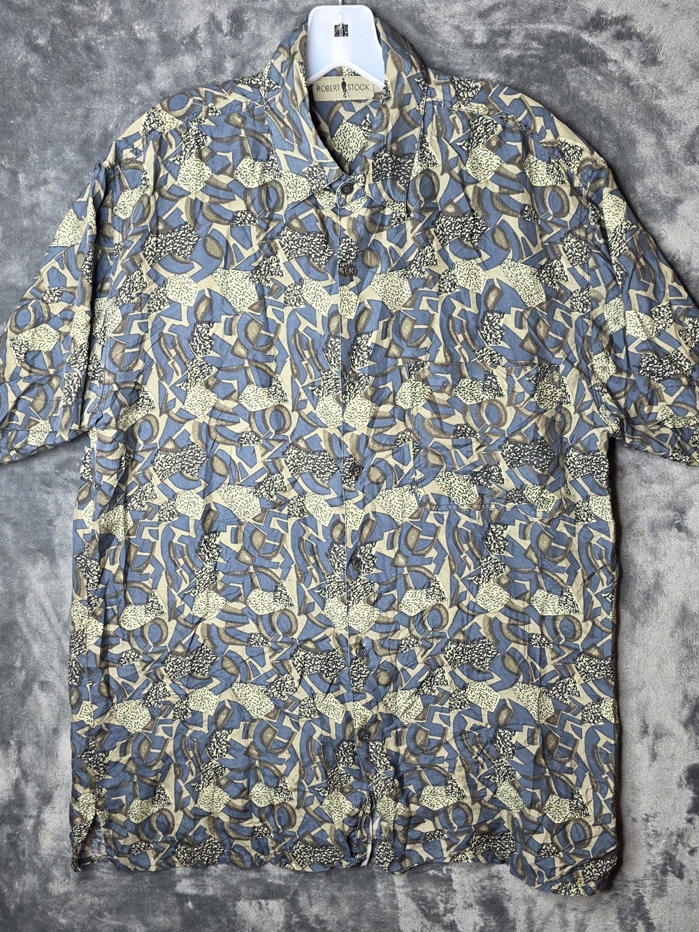 Vintage Robert Stock Silk Button Down. Mens Sz M. 100% Silk